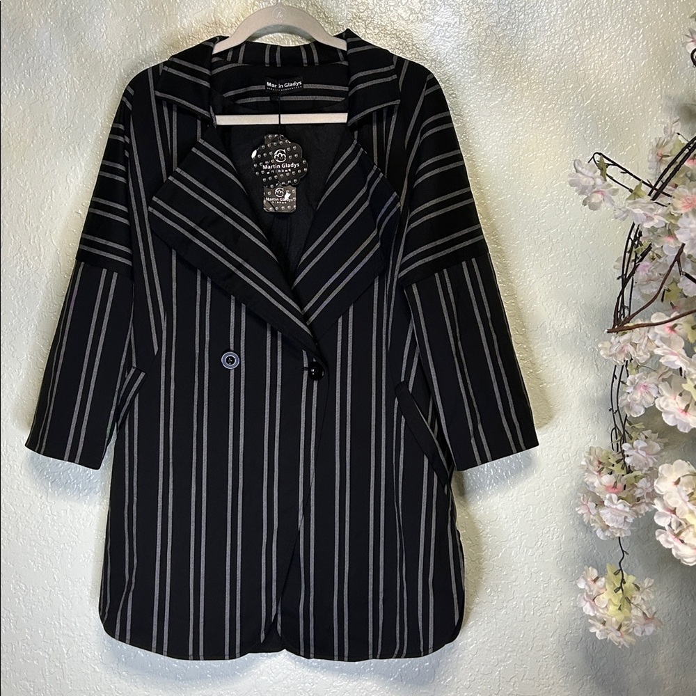 Striped Black and White Women's Coat